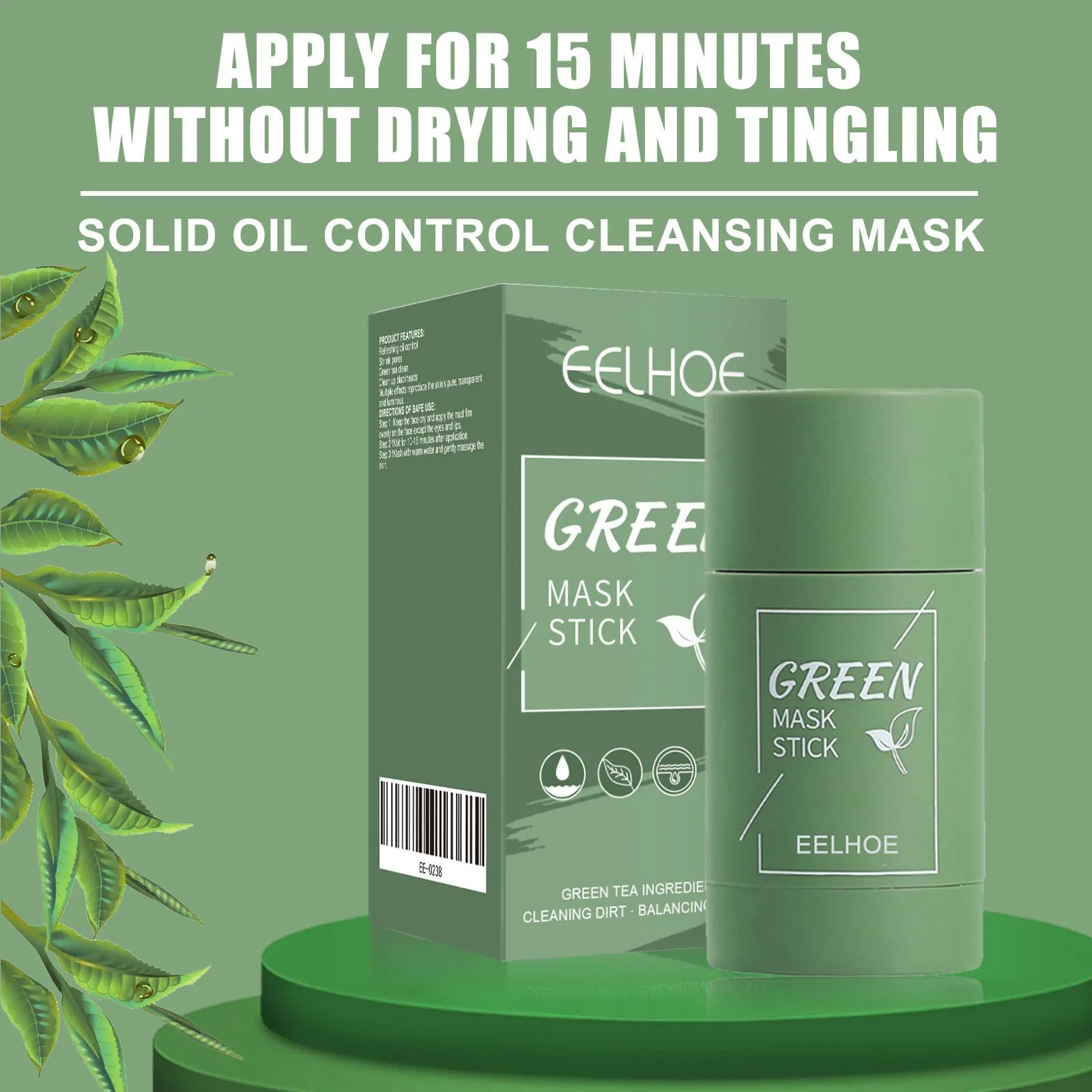 Masque solide au thé vert, bâtonnet rétrécissant les pores, masque de boue étalable - JOUVENCE COREENNE