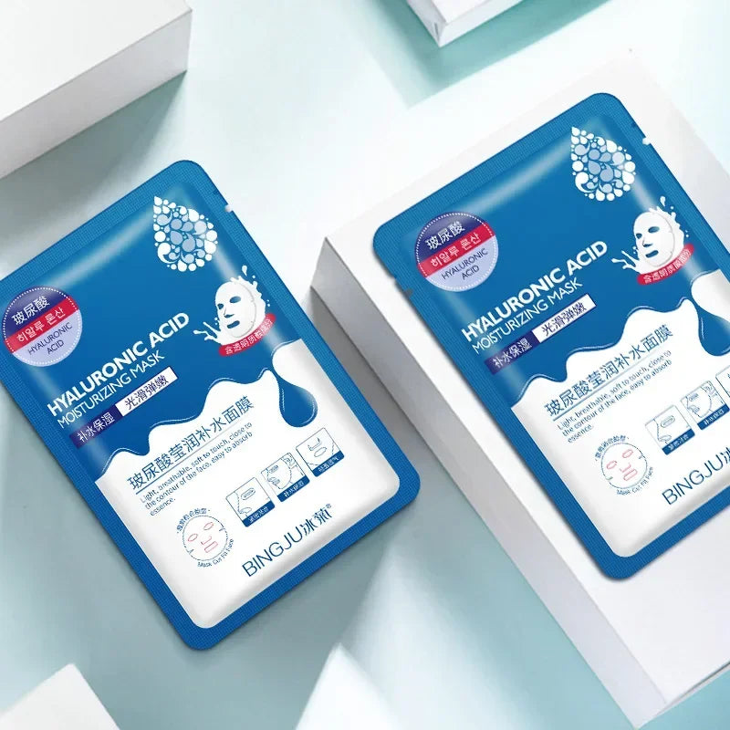 Lot de 12 masques faciaux à l'acide hyaluronique, hydratants, anti-âge, régénérants, blanchissants, à l'aloe vera - JOUVENCE COREENNE