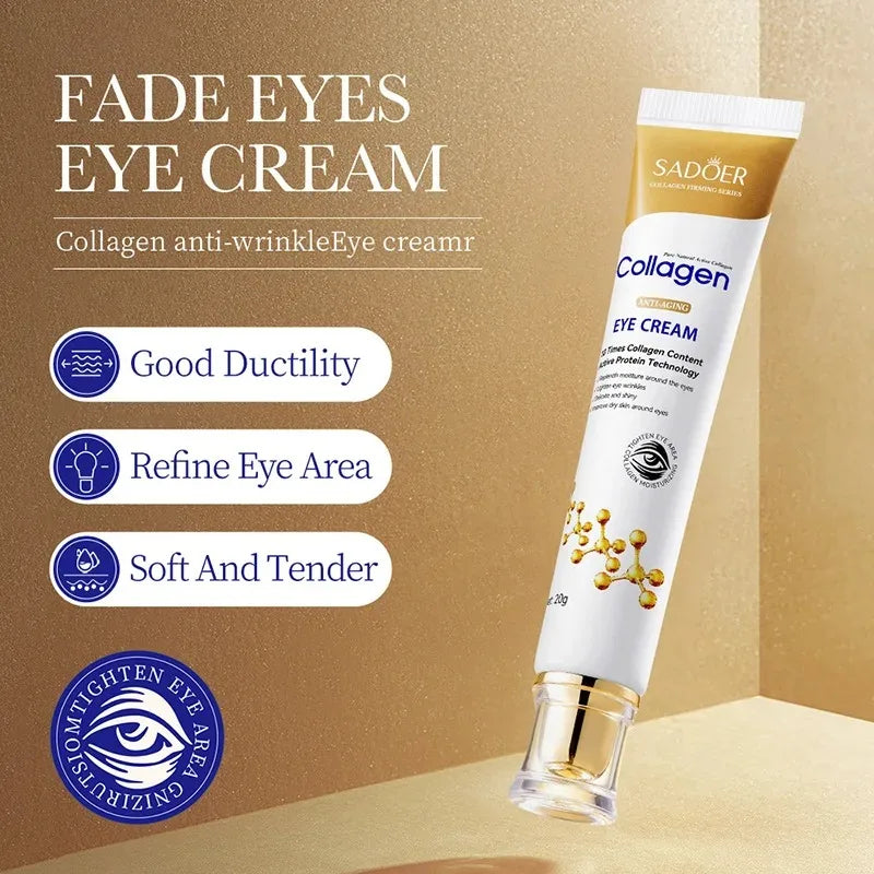 Kit de soins de la peau au collagène SADOER Crème pour les yeux et crème hydratante pour le visage Anti-cernes Anti-âge Soins hydratants pour la peau Ensemble de soins de la peau - JOUVENCE COREENNE