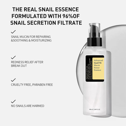 Essence réparatrice avancée COSRX à la mucine d'escargot à 96 % 100 ml, - JOUVENCE COREENNE