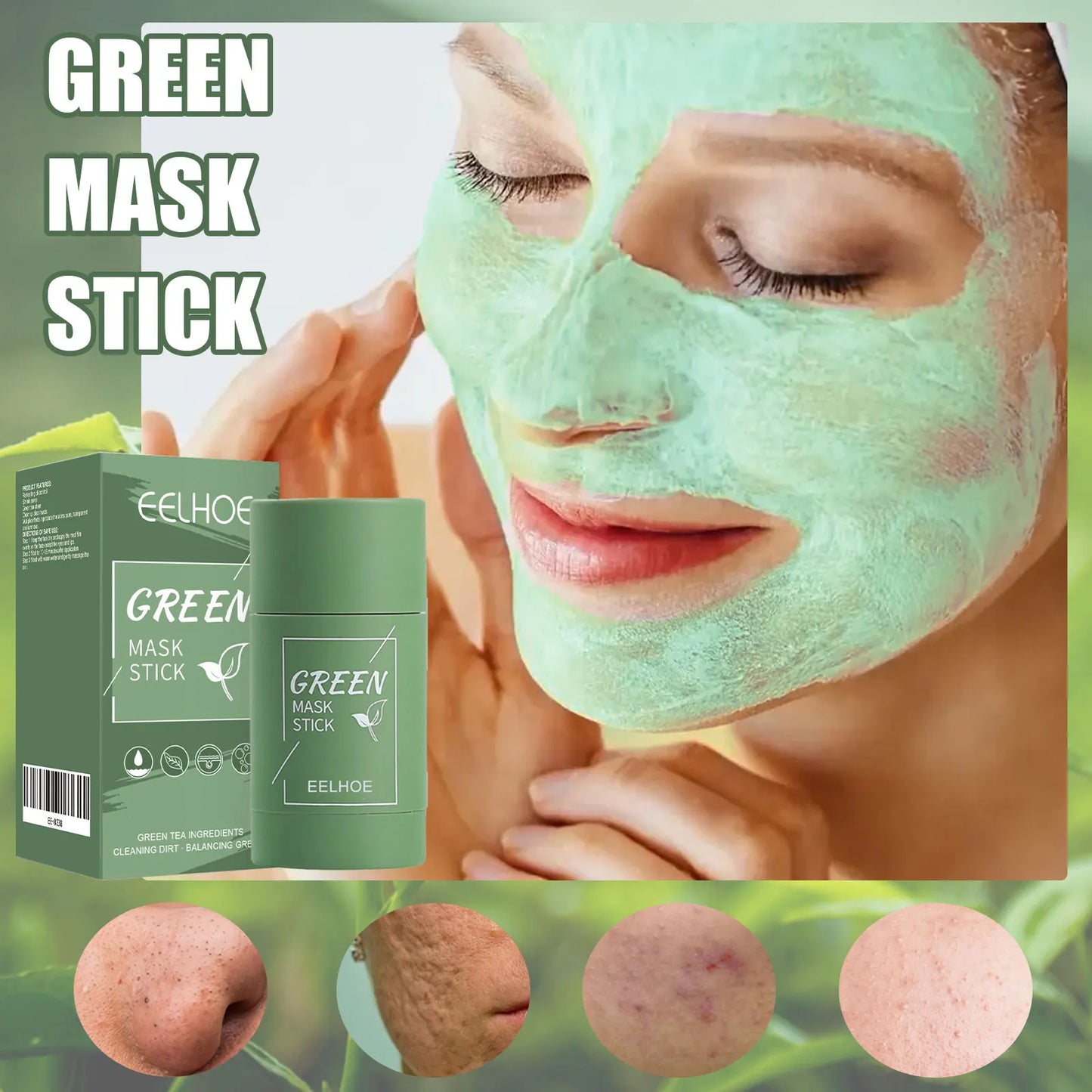 Masque solide au thé vert, bâtonnet rétrécissant les pores, masque de boue étalable - JOUVENCE COREENNE