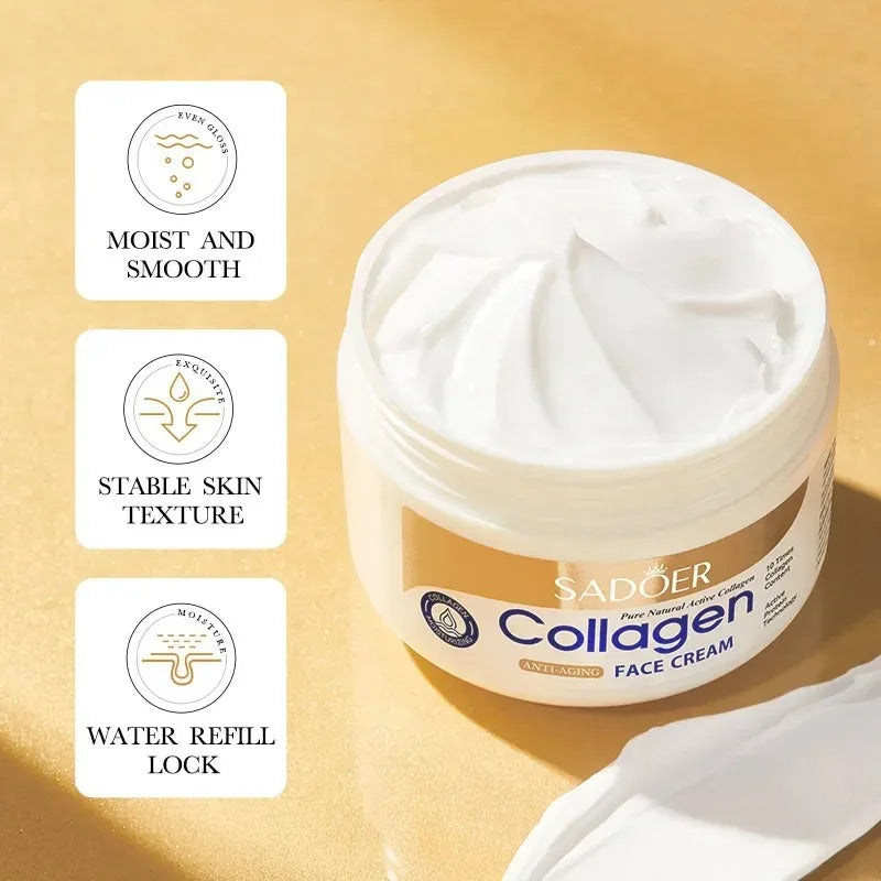 Kit de soins de la peau au collagène SADOER Crème pour les yeux et crème hydratante pour le visage Anti-cernes Anti-âge Soins hydratants pour la peau Ensemble de soins de la peau - JOUVENCE COREENNE