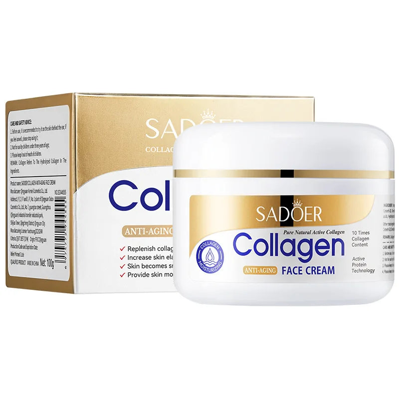 Kit de soins de la peau au collagène SADOER Crème pour les yeux et crème hydratante pour le visage Anti-cernes Anti-âge Soins hydratants pour la peau Ensemble de soins de la peau - JOUVENCE COREENNE